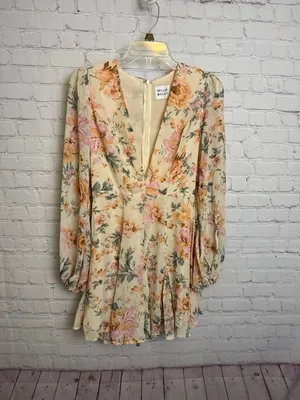 Hello Molly flowery dress lined v neck cottagecore artsy size small romantic thumbnail 2