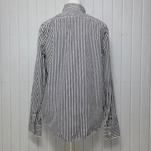 Lauren Ralph Lauren Navy Blue and White Vertical Stripe Button-Down Shirt Size M thumbnail 3