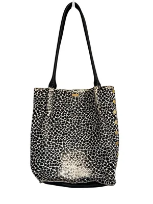 Hammitt Oliver Medium Dapple Calf Hair Leather Tote Black White Studded thumbnail 2