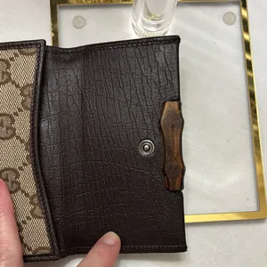 Gucci Tan Monogram Wallet with Bamboo Detail thumbnail 9