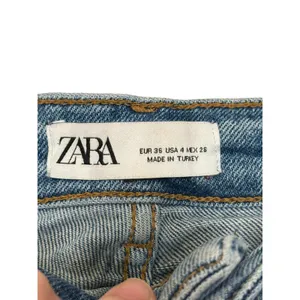 Zara Womens Jeans Mid-Rise Skinny Ankle Frayed Hem Stone Washed Denim‎ Blue 4 thumbnail 5