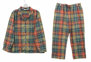 LL Bean Rainbow Plaid Flannel Pajama Set Sleepwear Cozy Rustic Loungewear L thumbnail 1