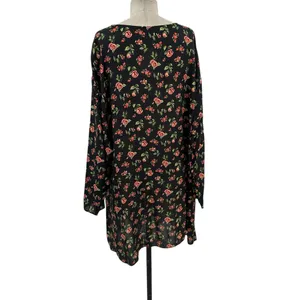 ASOS Floral Print‎ Black Pink Green Button Front Mini Tunic Dress Size US 12 thumbnail 7
