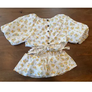 ASTR The Label Floral Blouse M White Yellow Cottagecore Boho Romantic Prairie thumbnail 5