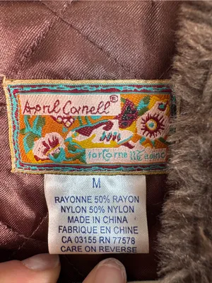 April Cornell Brown Quilted Floral Faux Fur Trim Vest Womens M Fall Boho Vintage thumbnail 12