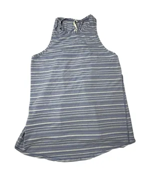 Lululemon Wild Tank Top Blue White Striped Open‎ Back Pima Cotton Yoga Size 8 thumbnail 1