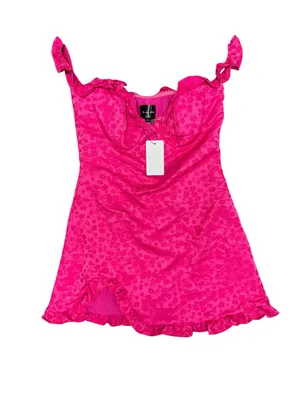 Line & Dot Penelope Off Shoulder Floral Mini Dress Fuschia Pink Medium NEW $127 thumbnail 6