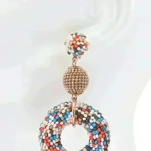 Seed‎ Bead Circle Earrings Red thumbnail 3