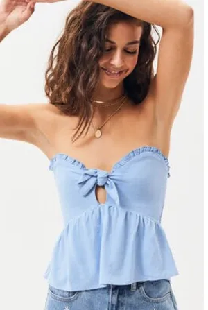 LA Hearts Blue Ruffle Trim Top thumbnail 1