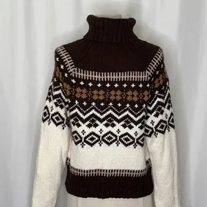 AMERICAN EAGLE‎ Fairisle Snowdrift Turtleneck Sweater Cropped Fair Isle Small thumbnail 9