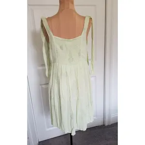 SAGE THE LABEL Embroidered Sage Green Mini Babydoll Dress Sz M thumbnail 2