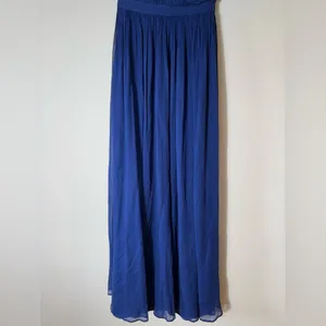 J. Crew Nadia Long Dress Silk‎ Chiffon Dark Cove Blue Wedding Formal Size 6 thumbnail 3