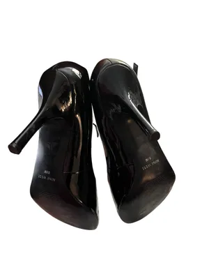 Nine West Peep Toe Pumps Stiletto Heel Patent Black 8.5M thumbnail 4