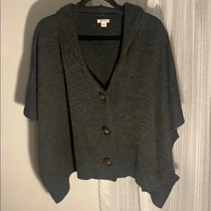 XHILARATION PONCHO-SYLE SWEATER w/ buttons & hood Size L thumbnail 1