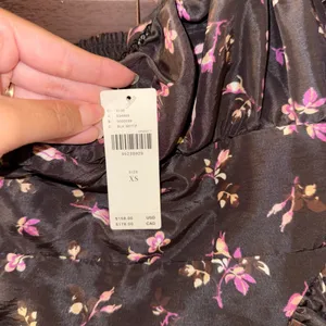 NWT $158 Anthropologie x Maeve Black Floral Puff-Sleeve Mini Dress w/ Pockets XS thumbnail 8