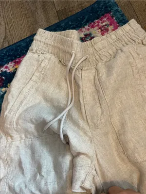 Athleta Beige Linen Wide-Leg Drawstring Pants thumbnail 6