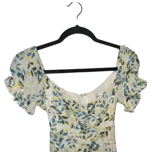 Hello Molly leaf Ruffle milkmaid Mini dress Fairy core romantic Whimsical thumbnail 12