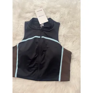 Lululemon Satin Shine Full Zip Tank Top Black Walnut Crunch Foam Cloud Large thumbnail 5