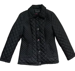 Calvin Klein Black Quilted Puffer Coat Full Zip &‎ Snap Collared Size Small thumbnail 1