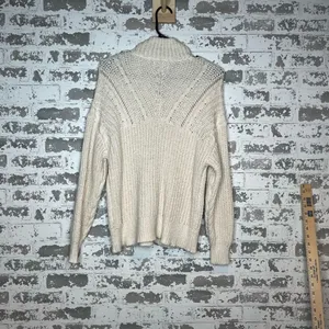 Aerie | women cream knitted Henley sweater thumbnail 4