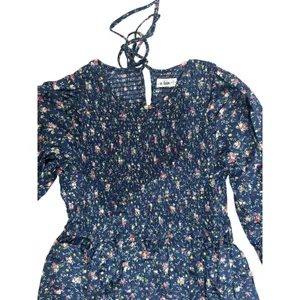 In Bloom Smocked Long Sleeve Maxi Dress in Blue Floral, Size L thumbnail 3