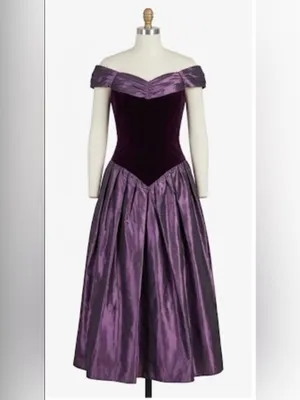 Vintage Jessica McClintock Homecoming Dress Off Shoulder Velvet Taffeta 8 thumbnail 3