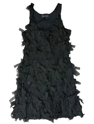 Karen Kane Black Shredded Eyelash Lace Stretch Mini Racerback Dress size XS thumbnail 1