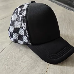 Black and White Checkered Trucker Hat thumbnail 7