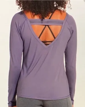 CALIA by Carrie Underwood Women's‎ Long Sleeve Elastic V Back Top Purple Large thumbnail 1
