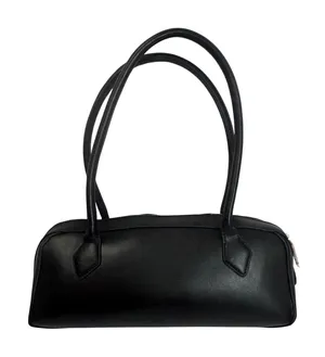 Moda Luxe Black Shoulder Bag Faux Leather Zip Top Top Handle Purse‎ thumbnail 1