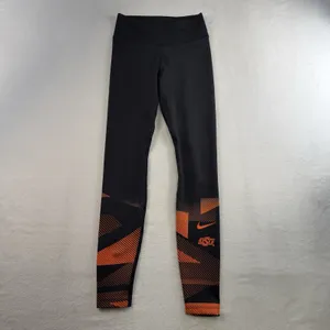 Nike S Small Leggings OSU‎ Oklahoma State College Pants Athletic Black Orange thumbnail 2