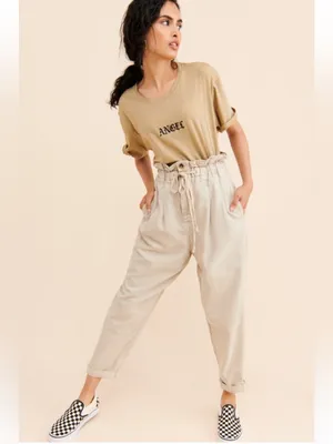 Free People Margate Pleated Paperbag Trousers Misty Rose size XS thumbnail 4