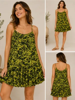 Urban Outfitters Floral‎ Slip Dress Yellow Black Ruffle Hem Small NWT thumbnail 2