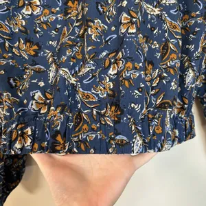 Drew‎ Ms Navy Blue Floral Print Button Front Long Sleeve Jacket / Blouse Med thumbnail 7