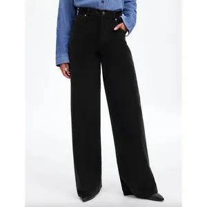 Madewell Superwide Leg Pants Corduroy Black High Rise Stretch Cotton US 25 NWT thumbnail 2