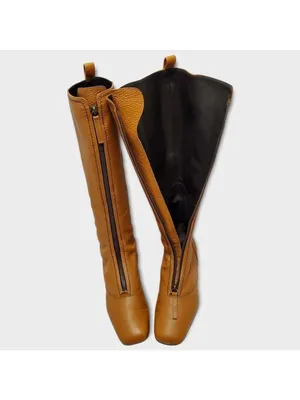 Vicini Tapeet Zipper Tall Leather Boot Front Zip Up Flat Riding Boots Sz 37.5 thumbnail 7