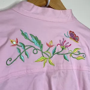 Vintage Quacker Factory Floral Embroidered Zip Up Jacket Women’s Size Large Pink thumbnail 6