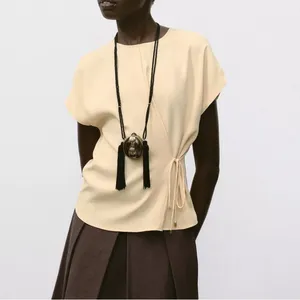 Zara NWT light yellow tie lace side top thumbnail 11