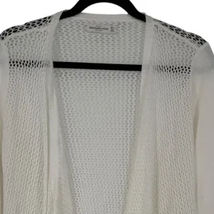 Abercrombie & Fitch Womens Crochet Open Knit Drape Front Cardigan Sweater Sz M/L thumbnail 6