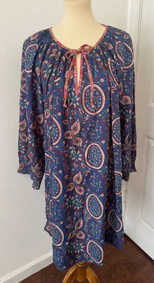 Natural Life Midi Dress Oversized Loose Paisley Boho Granola Hippie Size XL thumbnail 1