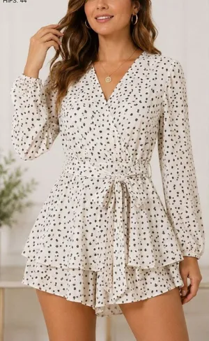 Women’s Small Polka Dot Romper Puff Sleeve Coquette Soft Girl Fairycore Resort thumbnail 1