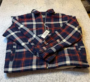 Alpine Design Women's Sherpa‎ Lined Flannel Full Zip Jacket Navy Red Cream NWT thumbnail 1