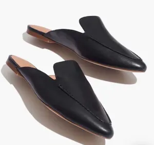 Madewell The Frances Skimmer Pointed Toe Leather Mule‎ in Black Size 8.5 thumbnail 1
