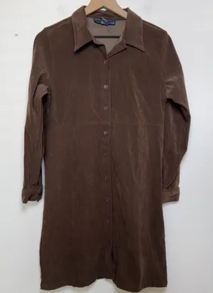 Herman Geist Faux Suede Dress‎ Medium Chocolate Brown Western Long Sleeve Boho thumbnail 1