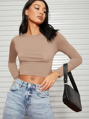 SheIn Drawstring ruched Side Split Top thumbnail 2