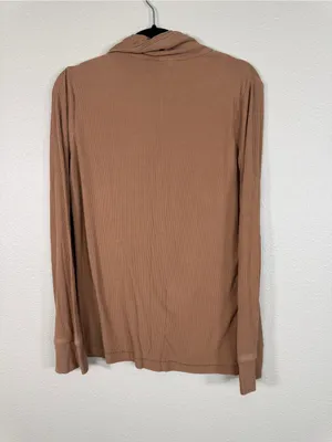 Skims Brown Ribbed PJ Pajamas Top Shirt Womens XS Button Down Casual Cozy Sleep thumbnail 2