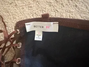 Boutique Brown Leather Corset Top thumbnail 2