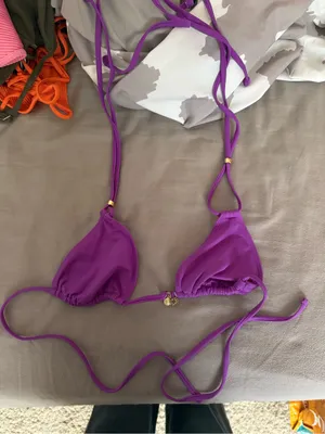 PacSun Purple Triangle String Bikini Top with Gold Accents thumbnail 1