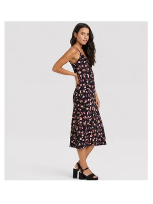 NWT Target A New Day Black Floral Print Midi Slip Dress Size M thumbnail 7