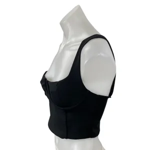 NEW Zara Women's Black Square Neck Notch Sleeveless Cami Tank Crop Top Size S thumbnail 3